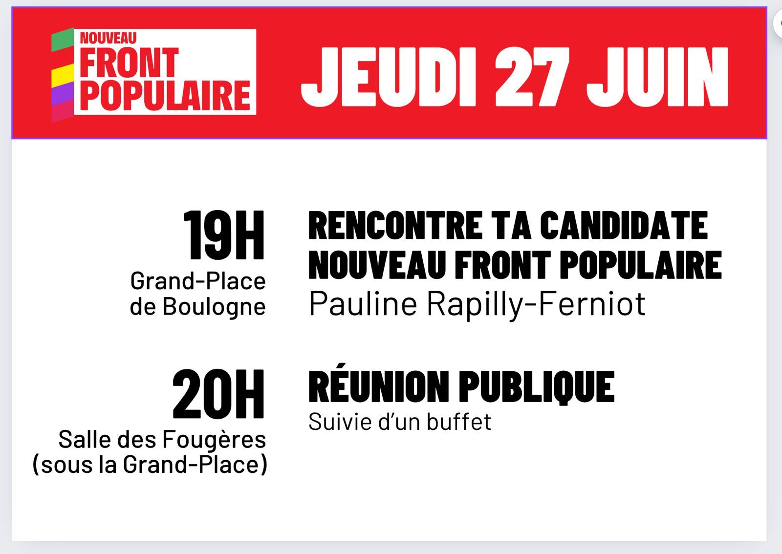 Meeting de la campagne Nouveau Front Populaire à Boulogne Billancourt